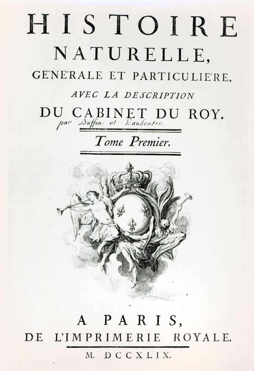 Título da História Natural, Geral e Particular de Buffon, Paris, 1749 de French School