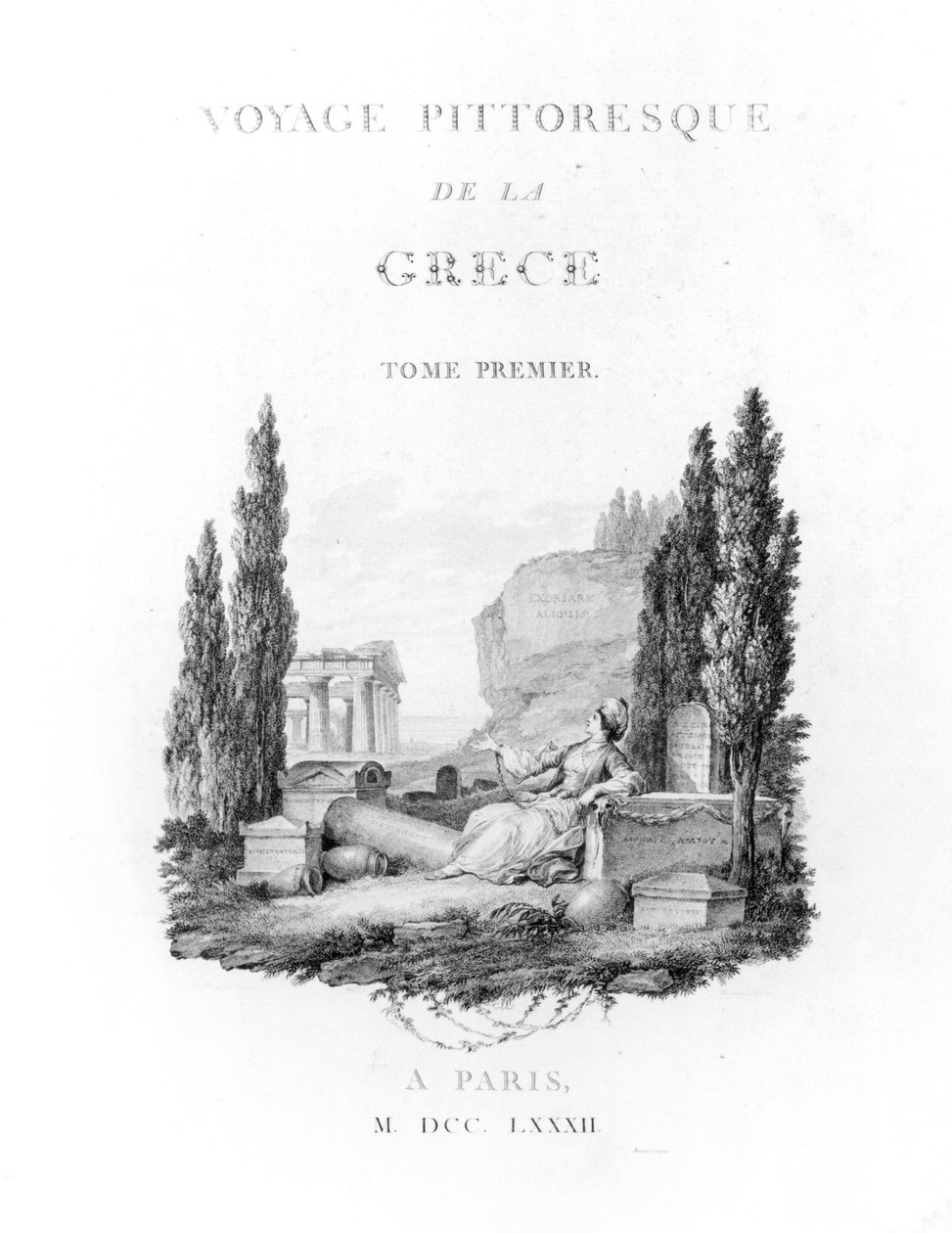 Titlepage para a viagem pitoresca da Grécia por Choiseul-Gouffier, publicado em 1782 de French School