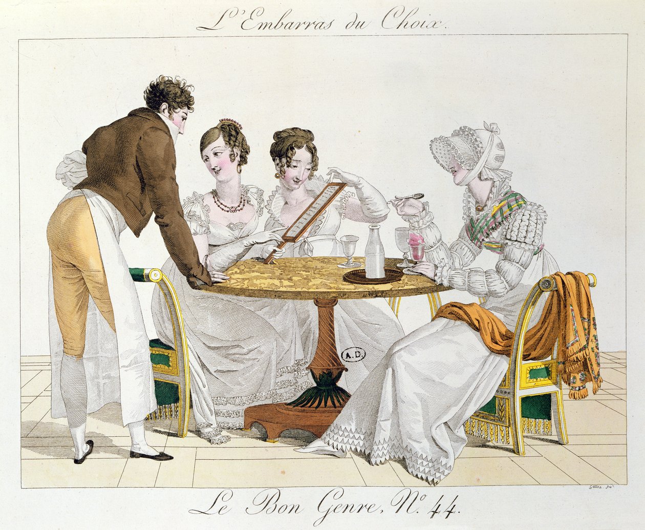 Demasiada escolha, placa 44 de Le Bon Genre, 1827 de French School