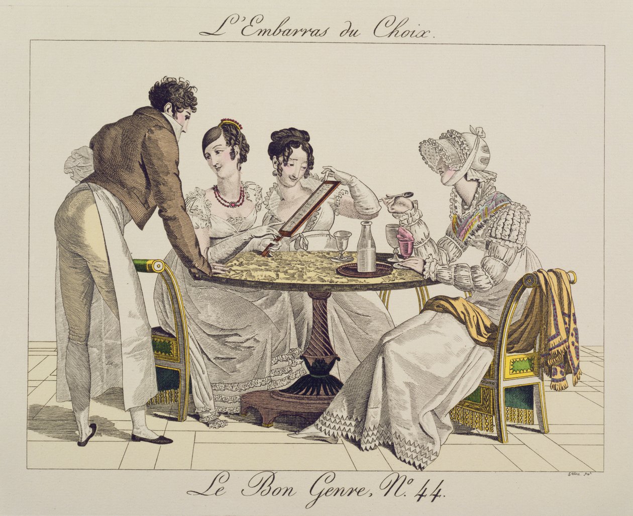 Demasiada escolha, placa 44 de Le Bon Genre, 1827 de French School