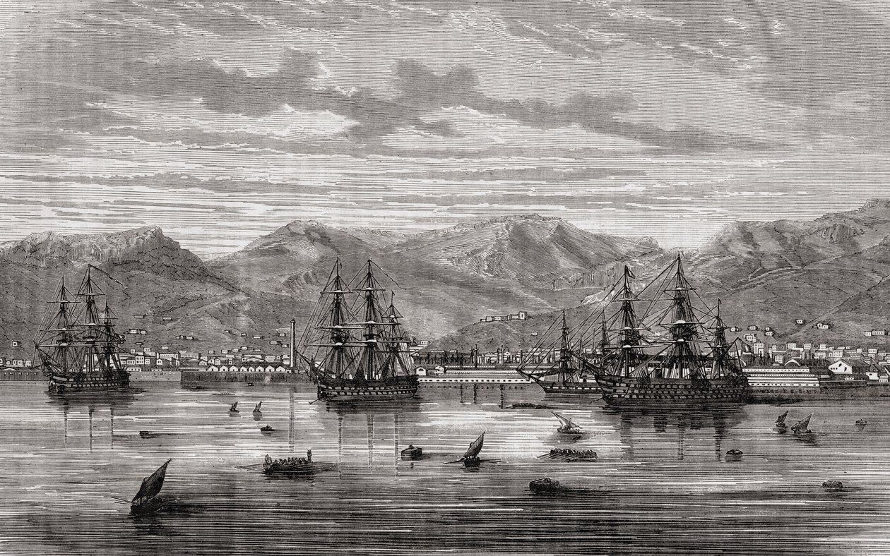 Toulon no século 18, de "História da Revolução Francesa" por Louis Blanc (1811-82) de French School