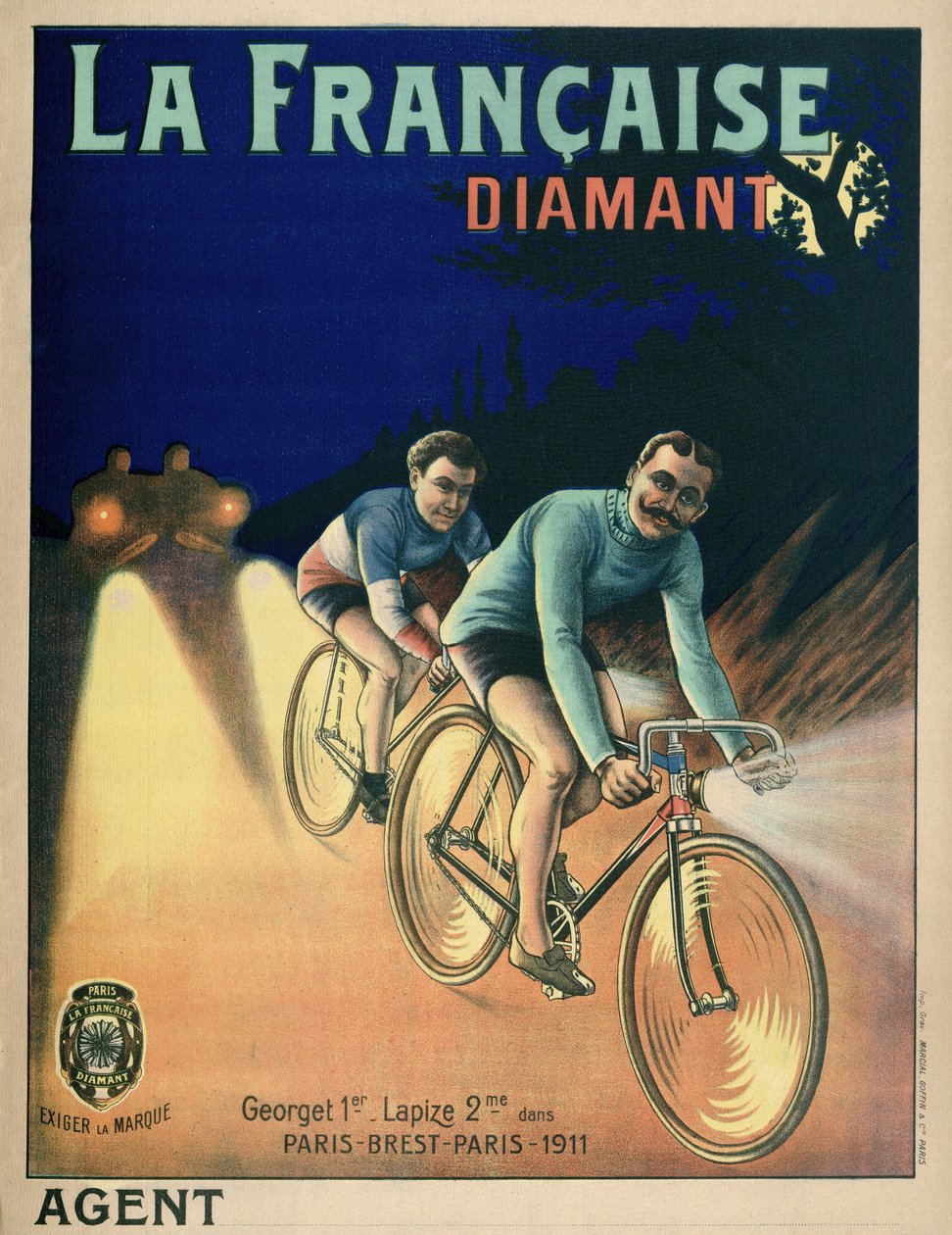 Cartaz da Volta à França em bicicleta de 1911 de French School