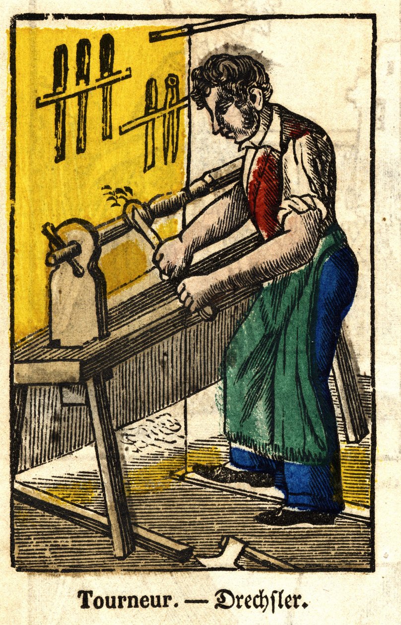 Tourneur - Séries sobre artesanato. Imagem de Epinal do século XIX de French School