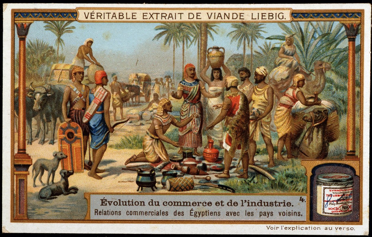 Desenvolvimento do comércio e da indústria: Relações comerciais do Egipto com os países vizinhos - Liebig Chromolithography de French School