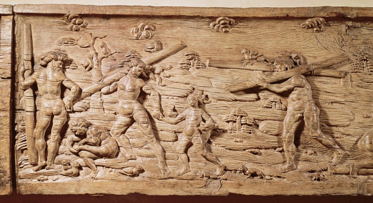 Comércio de madeira do Brasil, c.1550 (madeira) de French School
