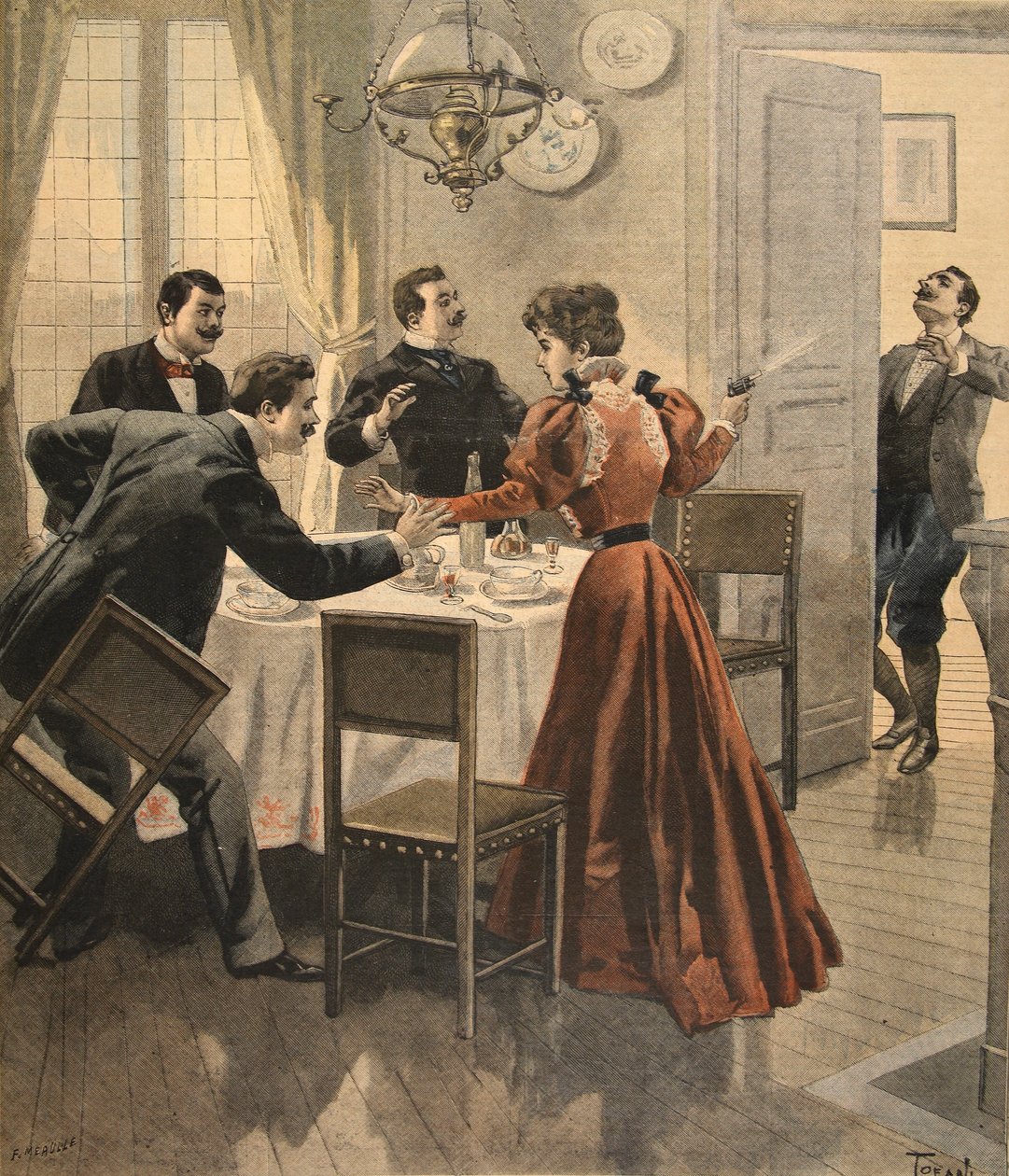 Fim trágico para um almoço, ilustração do Le Petit Journal: Supplement illustre, 18 de dezembro de 1898 de French School