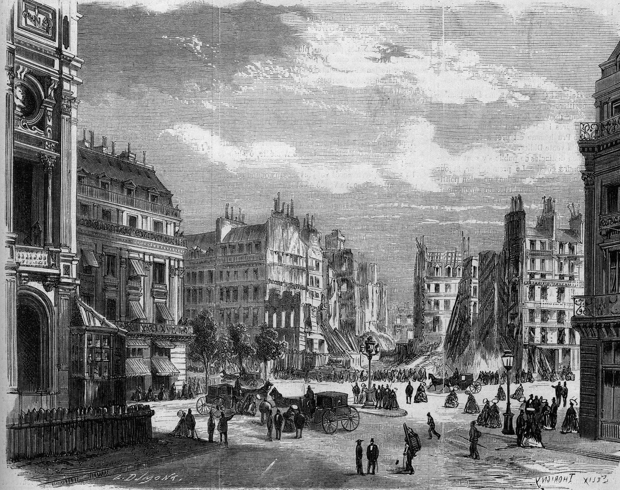 Transformações de Paris sob o Segundo Império, Paris Haussmannian: vista da esquina da rue de la Paix, aberta para o piercing da rue de l