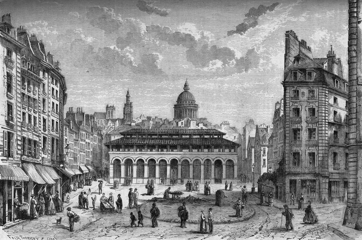 Transformações de Paris sob o Segundo Império, Paris Haussmannian: vista do mercado Carmes e da antiga praça Maubert de French School