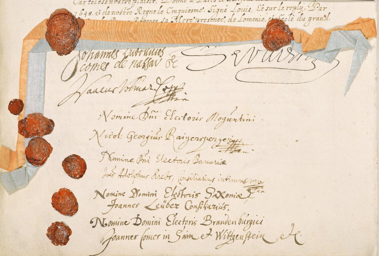 Tratado de Westphalia, assinado em Munster, em 24 de outubro de 1648 (ver 212750) de French School