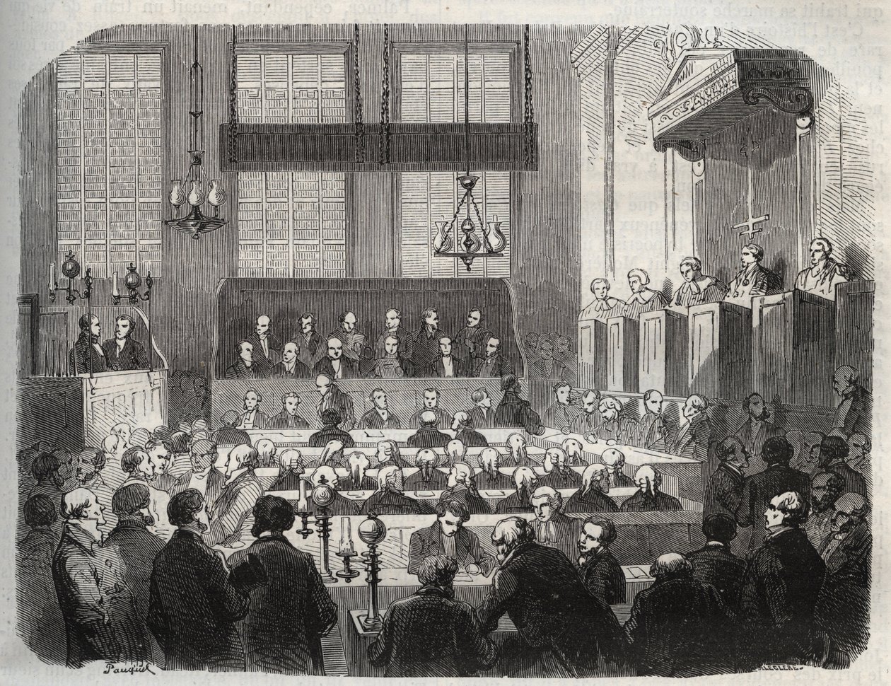 Julgamento de William Palmer, no Tribunal Penal Central, Maio de 1856, por envenenamento de John Parsons Cook, em Rugeley (gravura) - William Palmer perante o Tribunal Penal Central em Londres em 1856 - Gravura em "Causes celebres de tous peuples" de Arman de French School