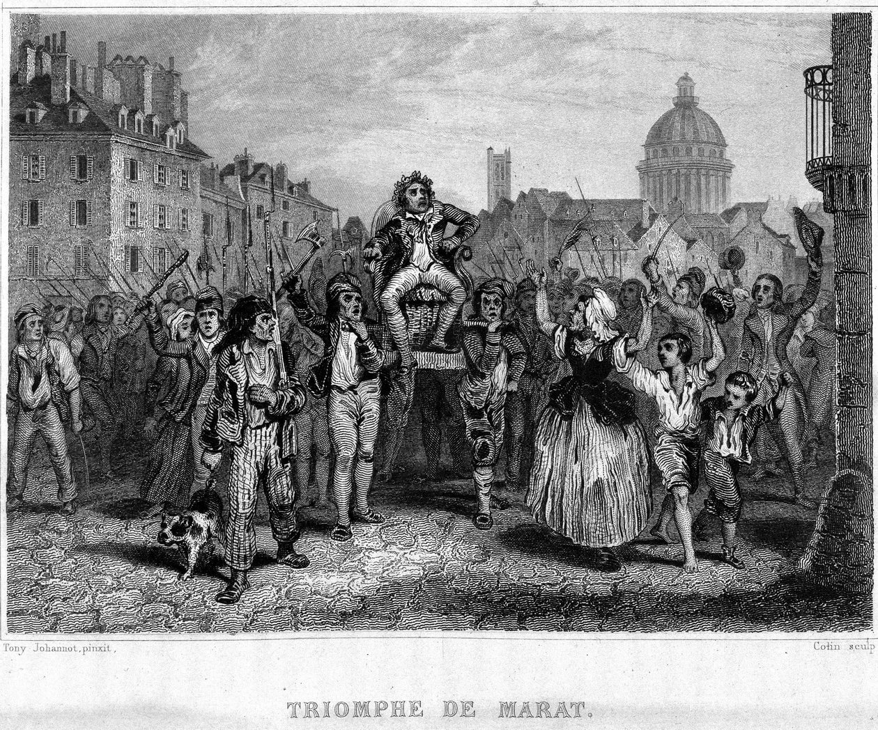 Triunfo de Marat - em "Revolution francaise" de Thiers. Século XIX de French School