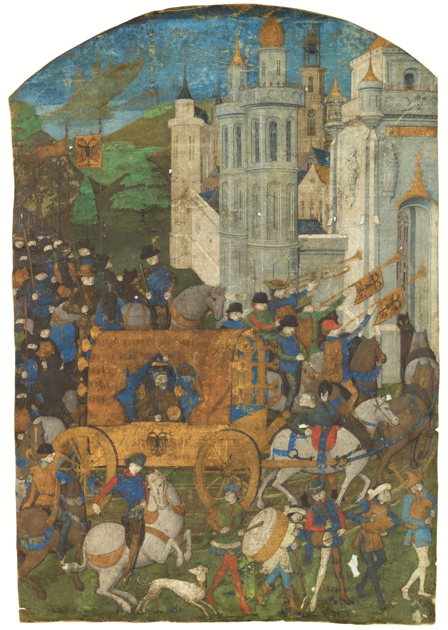 Procissão Triunfal do Santo Imperador Romano, cortado de um manuscrito, Rouen, terceiro quarto do século XV de French School
