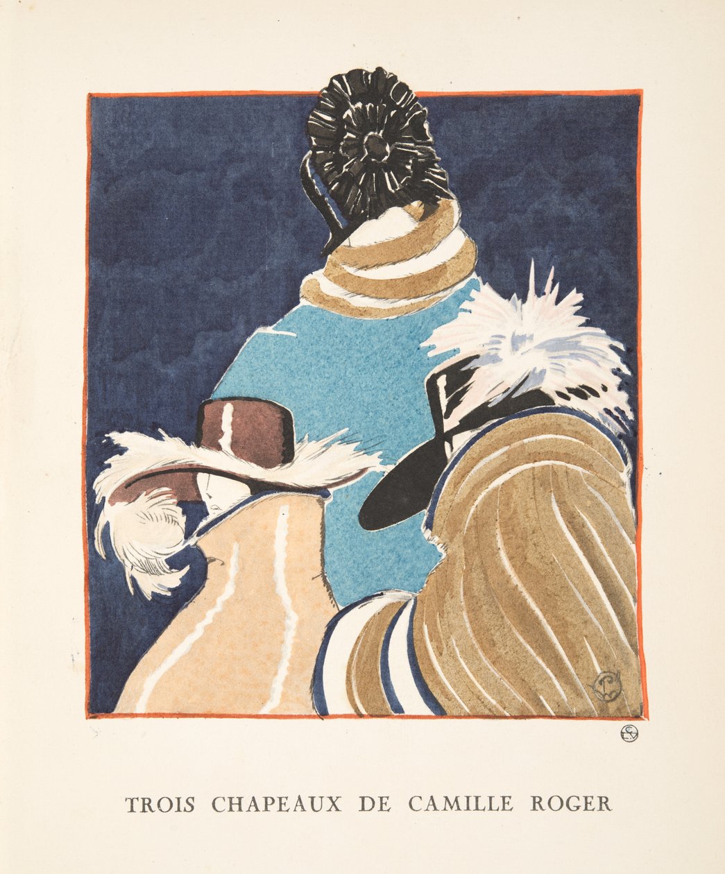 Trois Chapeaux de Camille Roger, de uma Colecção de Placas de Moda de French School
