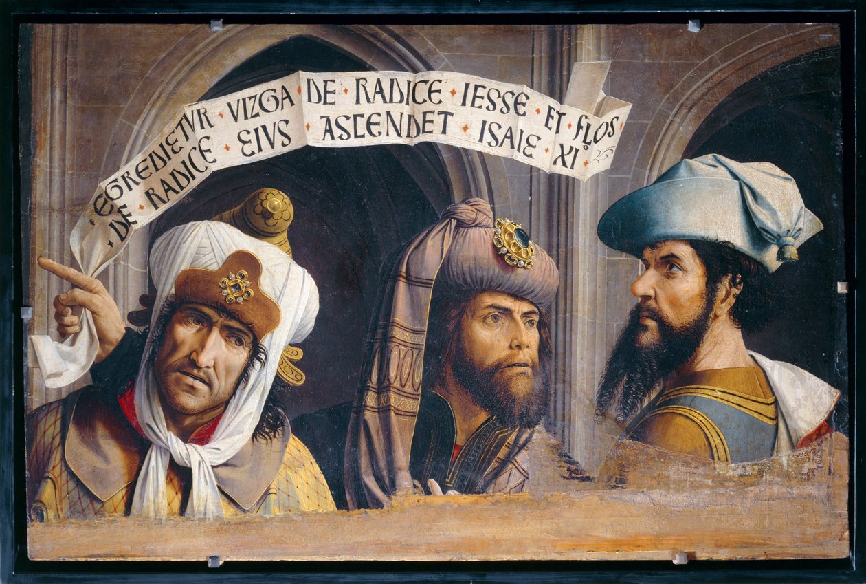 Trois Prophètes - Três Profetas. Painel fragmentário representando os três profetas da Anunciação ... de French School