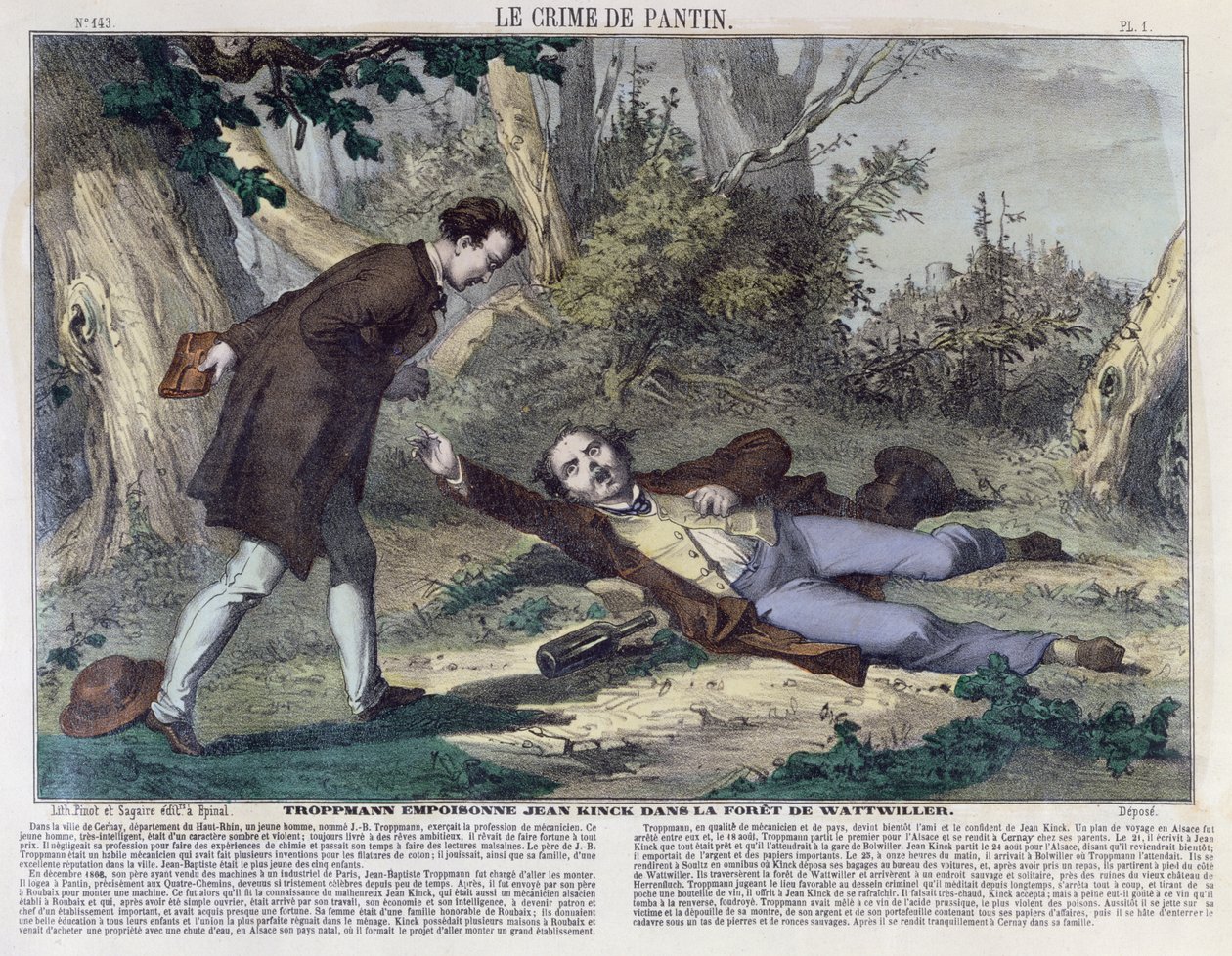 Troppmann envenena Jean Kinck na floresta de Wattwiller, 1869 de French School