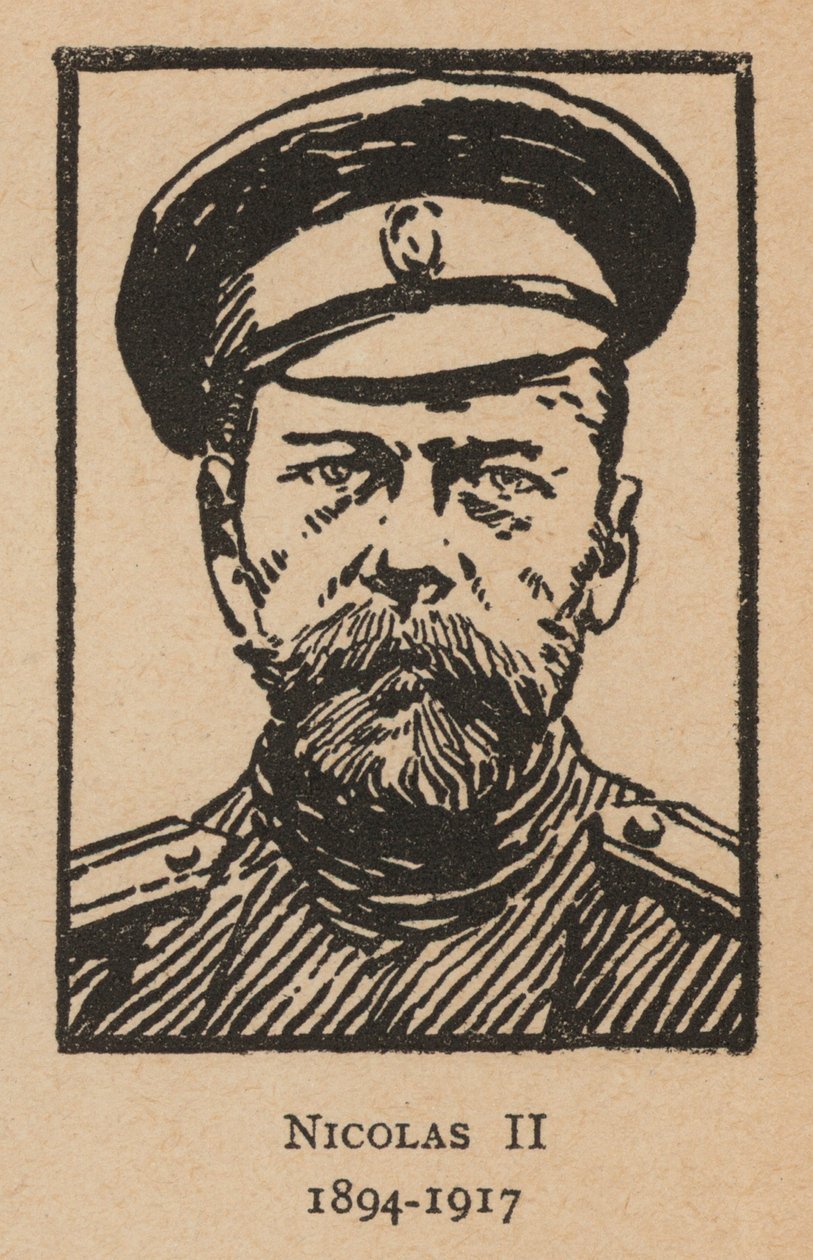 Czar Nicolau II da Rússia (litografia) de French School
