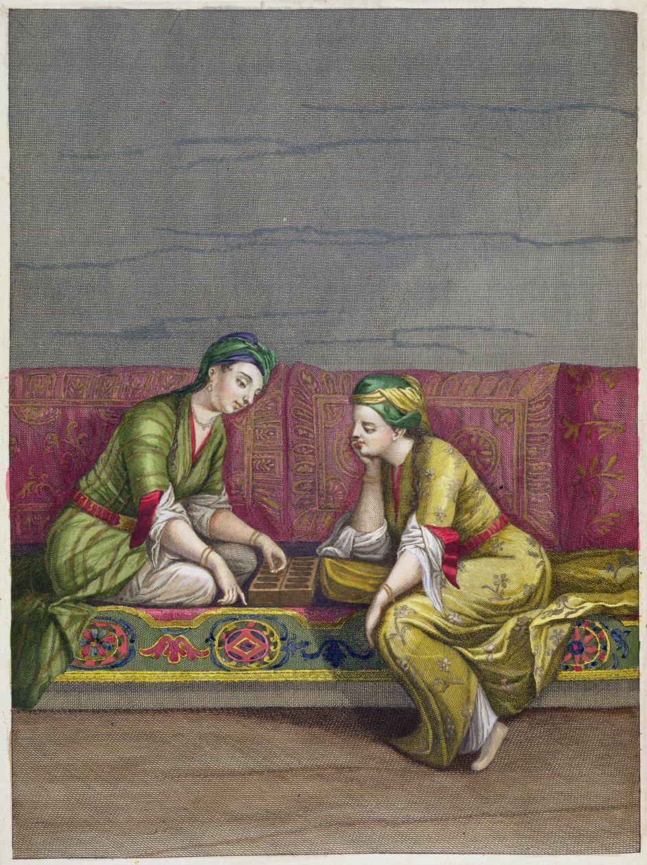 Meninas Turcas, jogando Mangala, do século 18 de French School