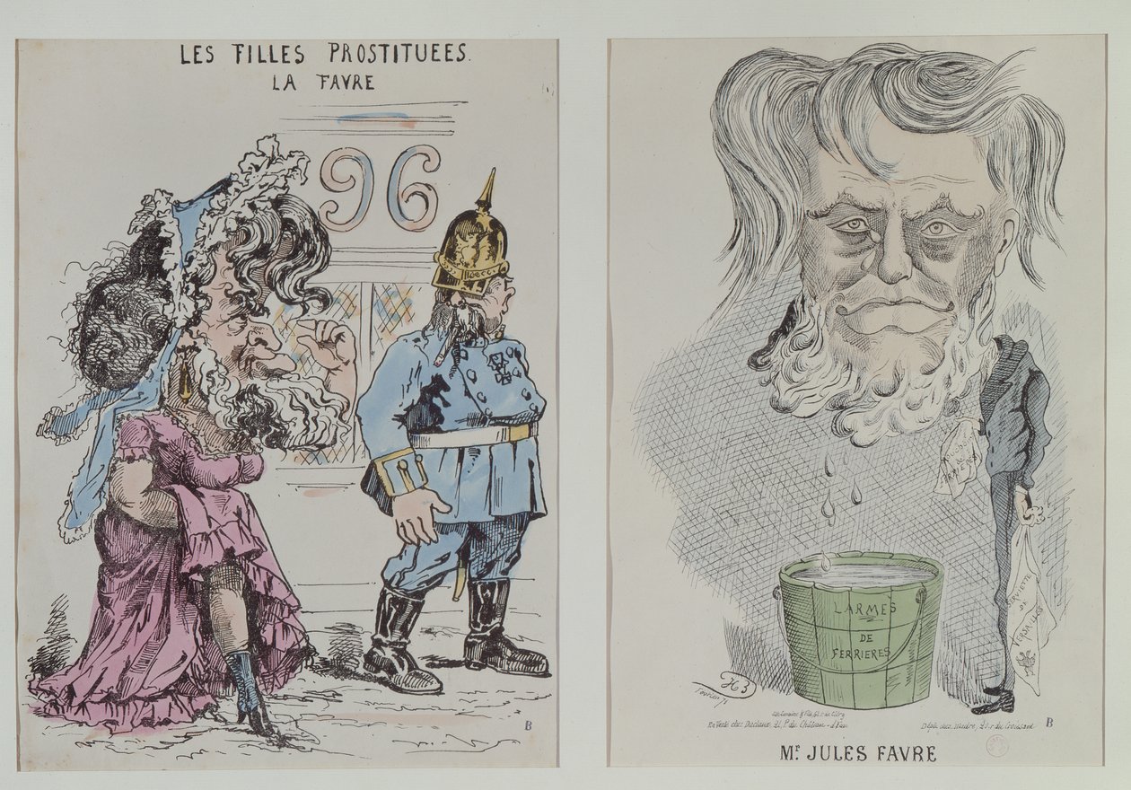 Duas Caricaturas de Jules Favre (1809-80) 1870-71 de French School