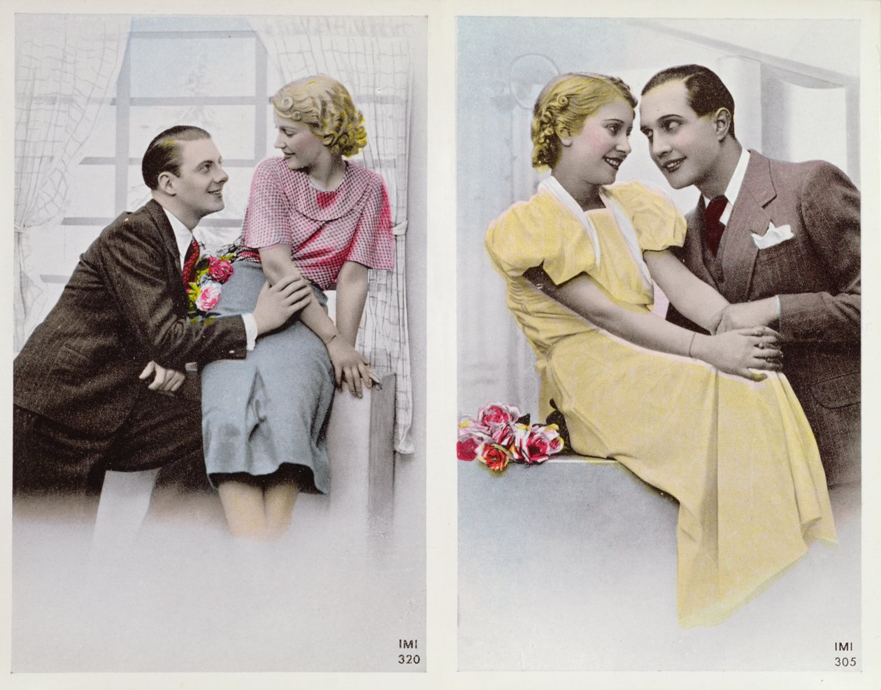 Dois Casais Feliz, início do século XX (cor litho) de French School
