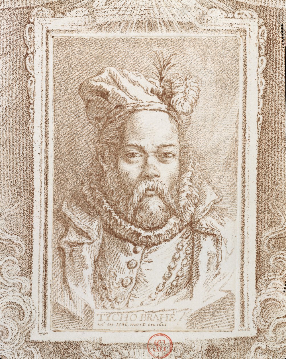Tycho Brahe (1546-1601), ilustração de History of Mathematicians por Alexandre Saverien (1720-1805), publicado em Paris, 1766 de French School