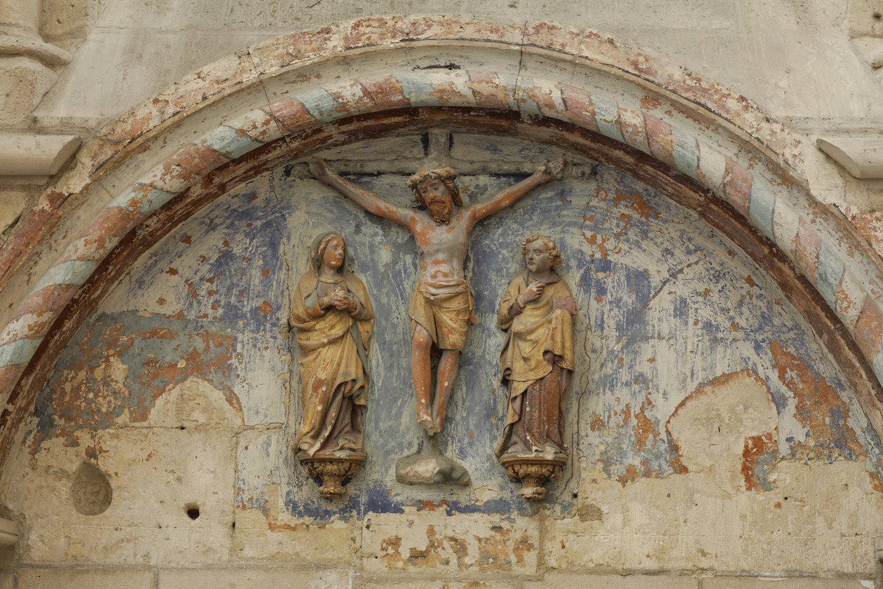 Tímpano com cena Crucifuxion de French School