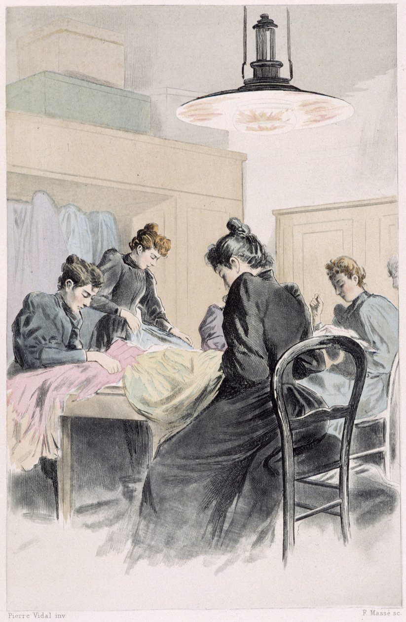 Un atelier de couture - in "Nos contemporains" de Octave Uzanne de French School