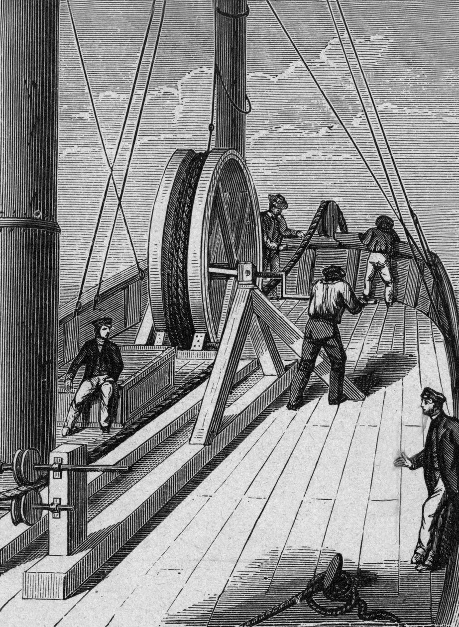 Cabo telegráfico subaquático entre Dover e Calais 25 de Dezembro de French School