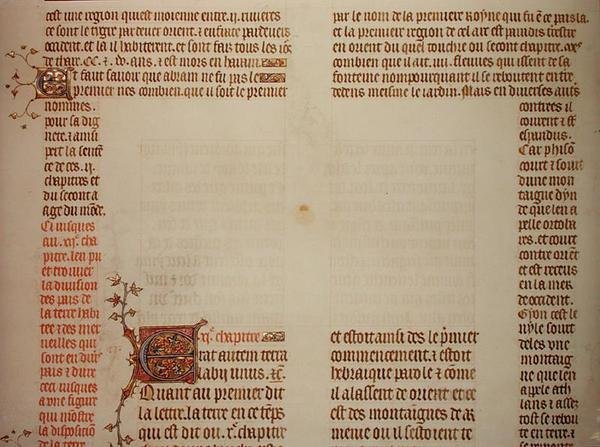 Página inacabada, de "A Bíblia de Jean de Sy", c.1355 (vellum) de French School