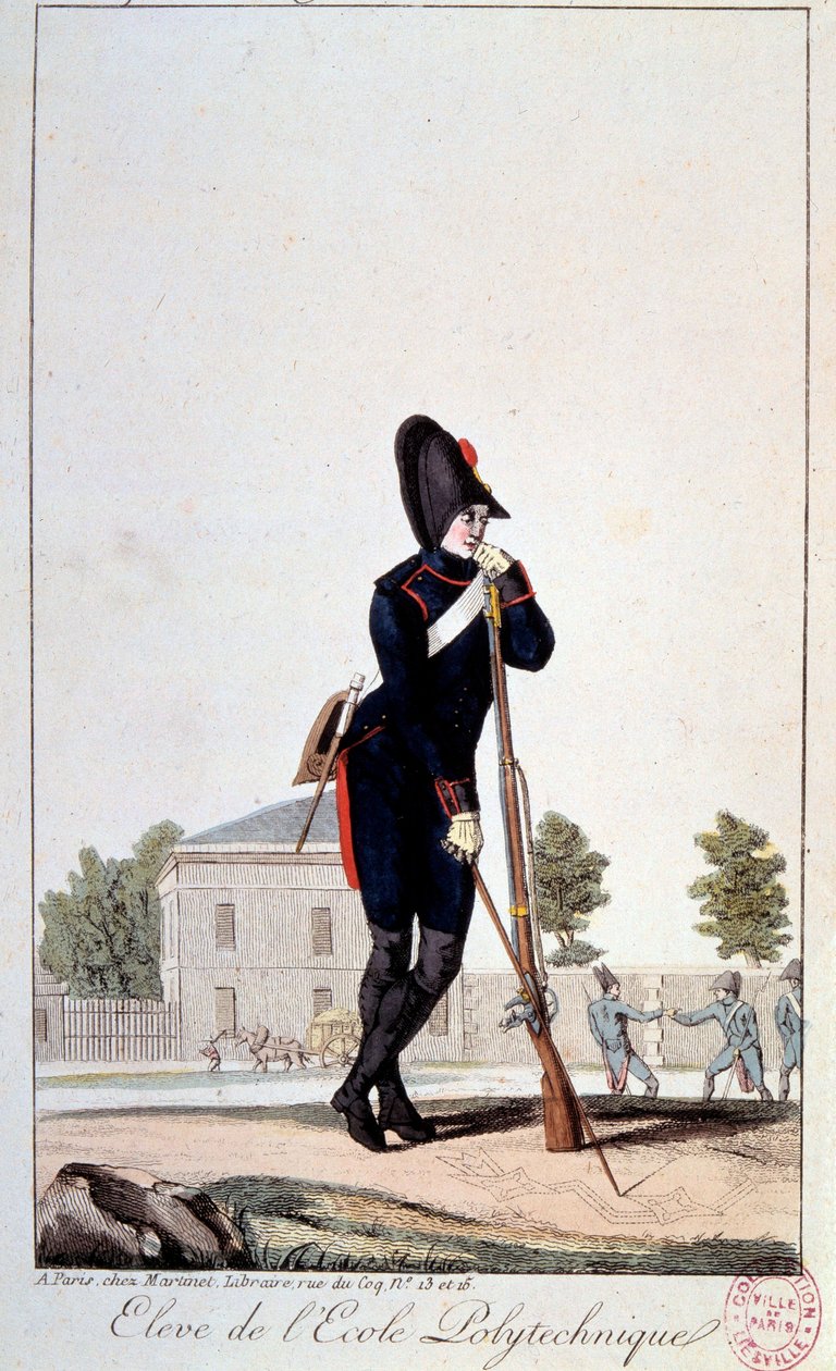 Uniforme: um estudante da Escola Politécnica no século XIX. Estampas do século XIX. Paris, Musee Carnavalet de French School