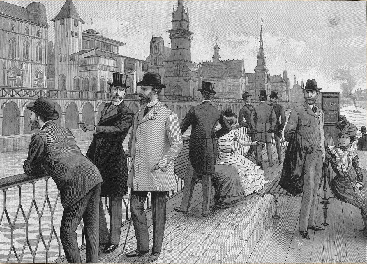 Exposição Universal de 1900 em Paris: a rua das nações. de French School