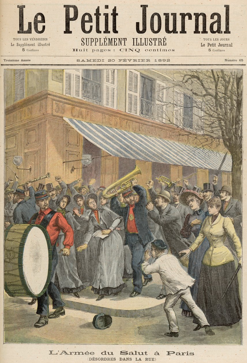 Levante contra uma Procissão do Exército de Salvação em Paris, do Le Petit Journal, 20 de fevereiro de 1892 (gravura colorida) de French School