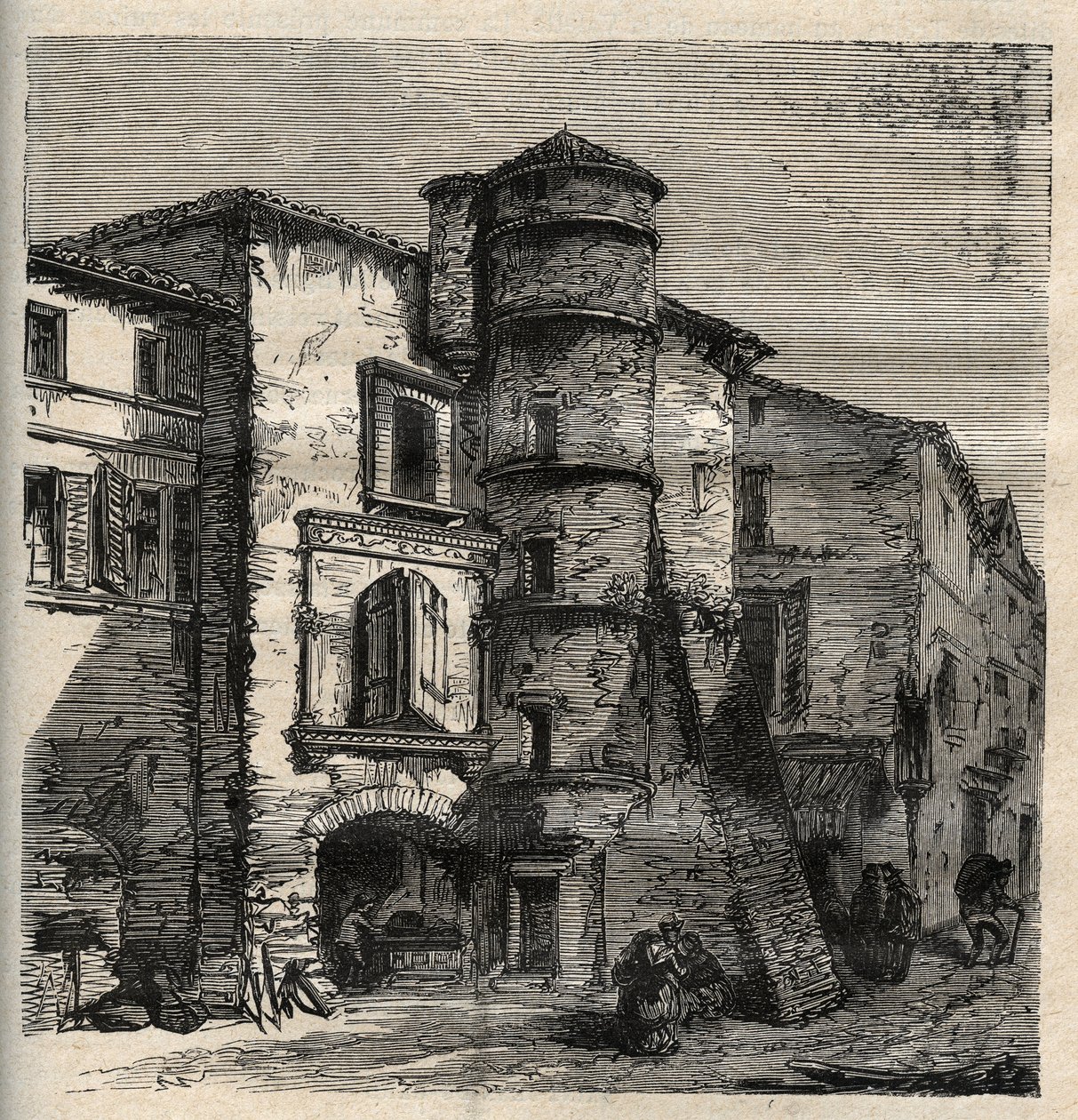 Uzes - le vieux chateau -Gard - França - gravura em "PATRIE" - DESCRIÇÃO PECTUREQUIREQUE DE LA FRANCE EN 6 VOLUES BY LUCIEN HUARD - final do século XIX de French School