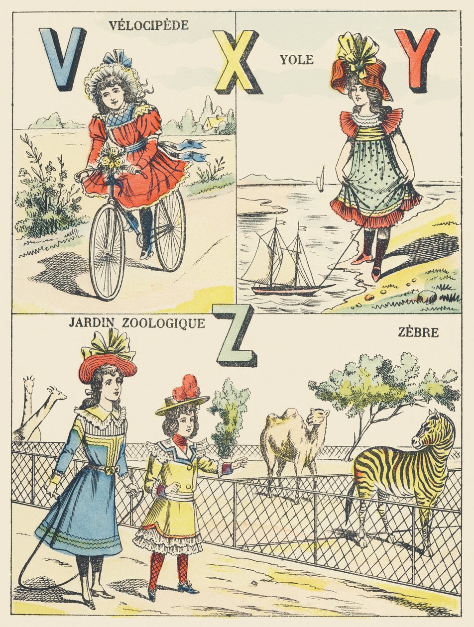 VXYZ: velocípede, yole, jardim zoológico, zebra de French School