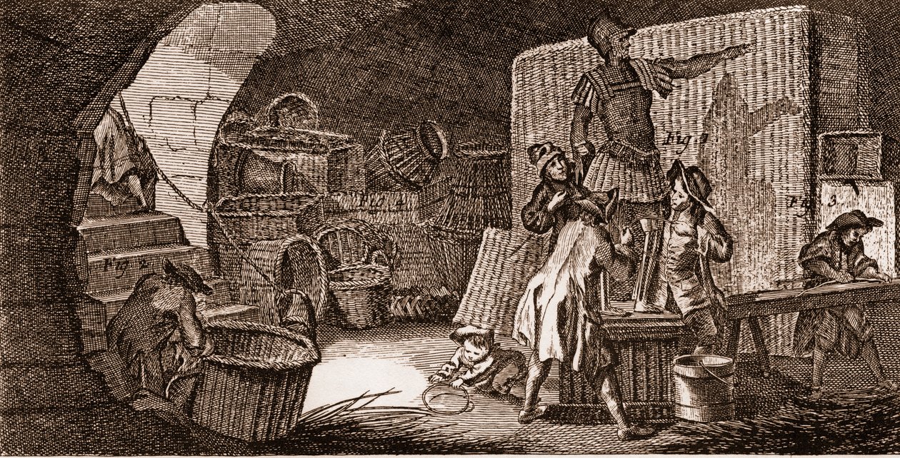 Vannier - ferramentas - fabricante de basquetebol - "The Great Encyclopedie, ou Dictionnaire Raisonne des Sciences, des Arts et des Metiers" (Enciclopédia ou Dicionário das Ciências, Artes e Profissões) por Denis Diderot (1713-1784) e Jean d