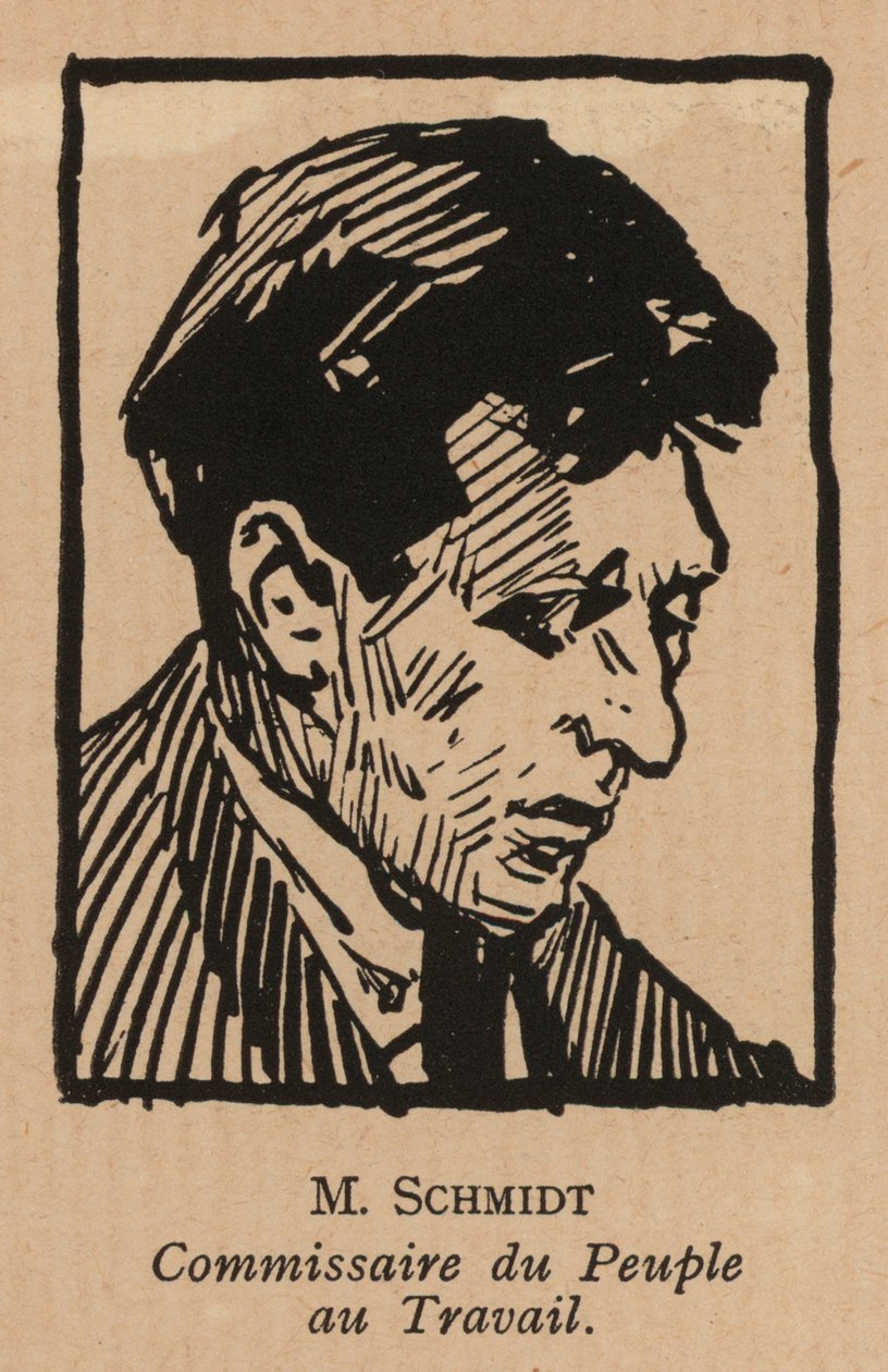 Vasily Schmidt, político revolucionário bolchevique russo e Comissário do Povo para o Trabalho (litografia) de French School