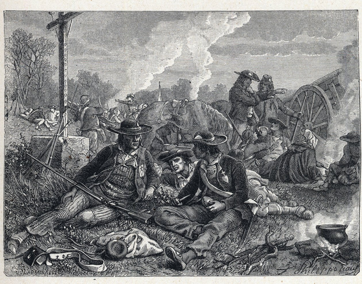 Vendee Wars (1793-1796): acampamento de vendean insurges. de French School