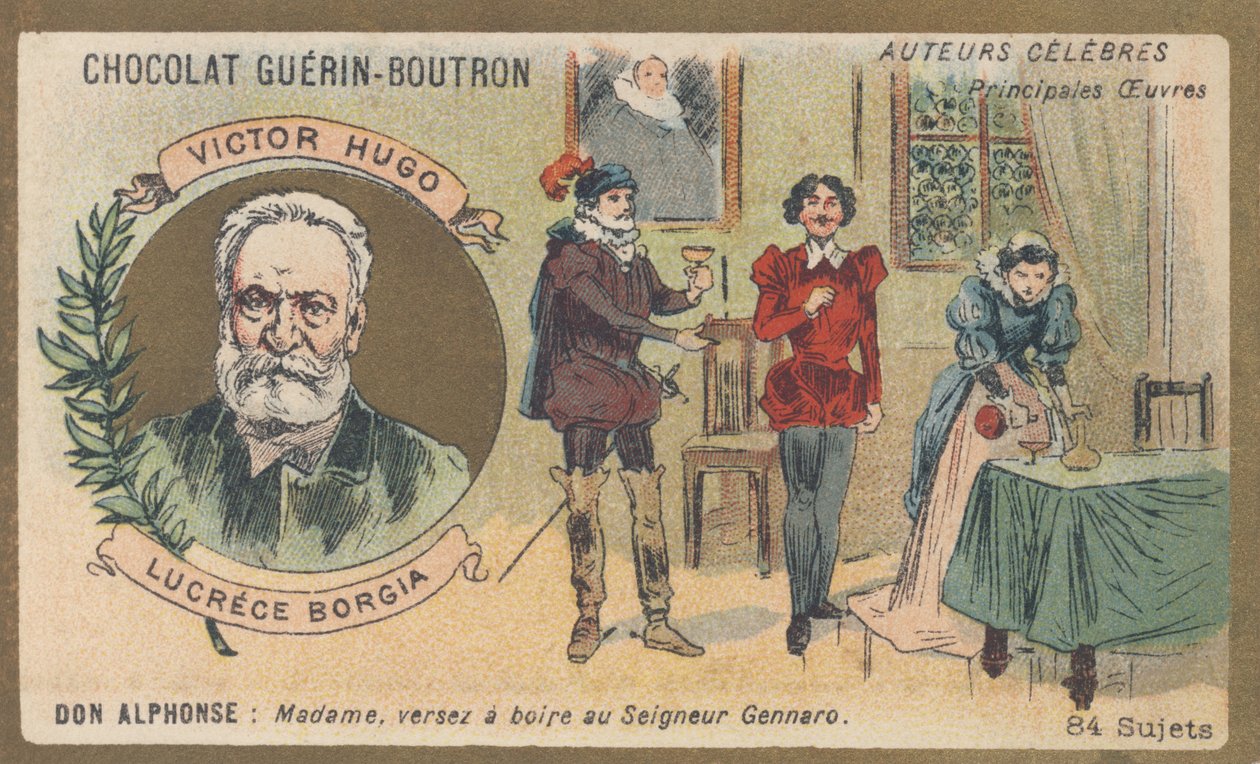 Victor Hugo (1802-1885), poeta, dramaturgo, escritor e romancista francês, autor de “Lucrece Borgia”, drama em prosa (1833) de French School