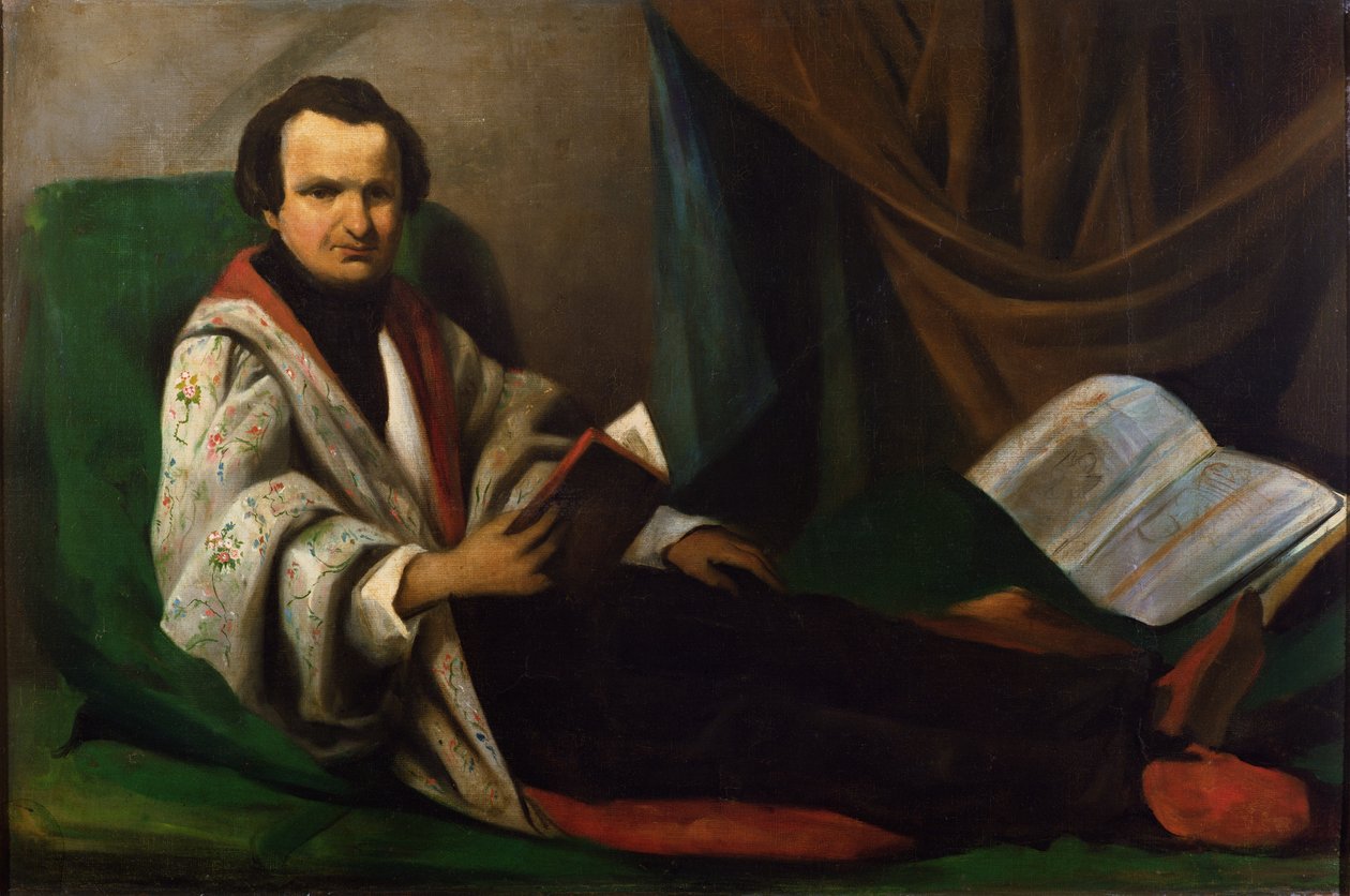 Victor Hugo (1802-85) em seu divã, c.1830-40 de French School