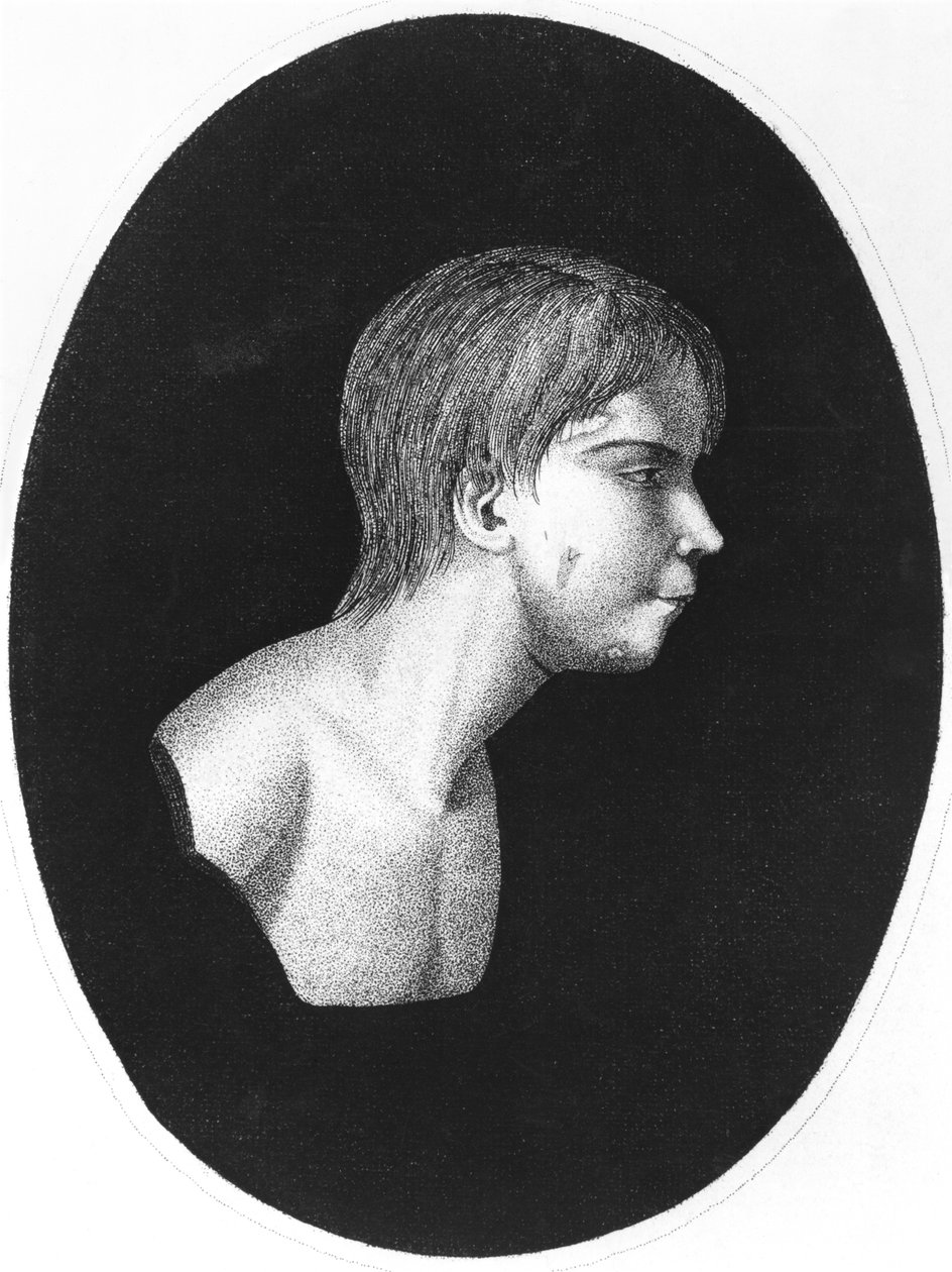 Victor of Aveyron, frontispício de De lEducation d&39;homme sauvage por JEItard de French School