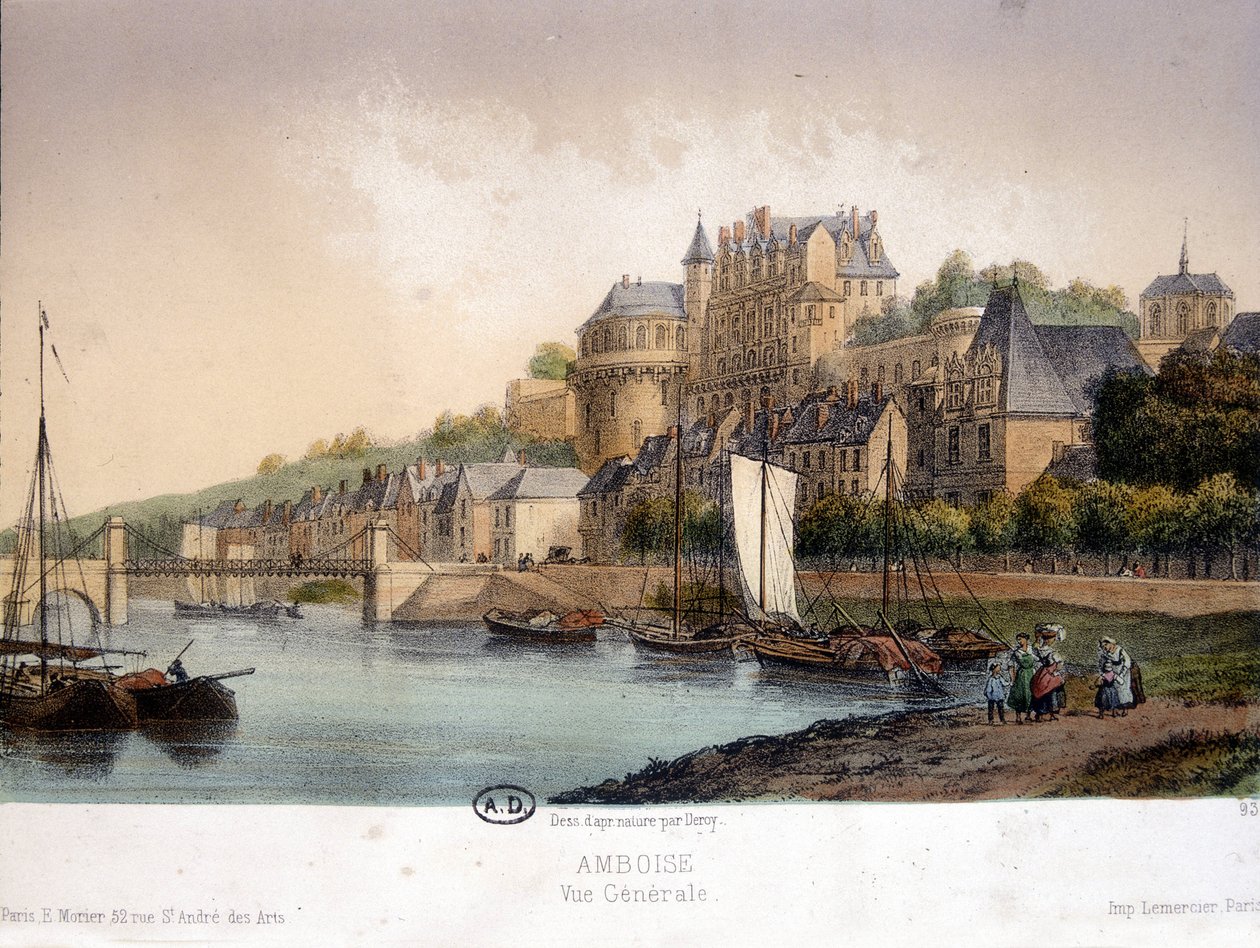Vista de Amboise - litografia de French School