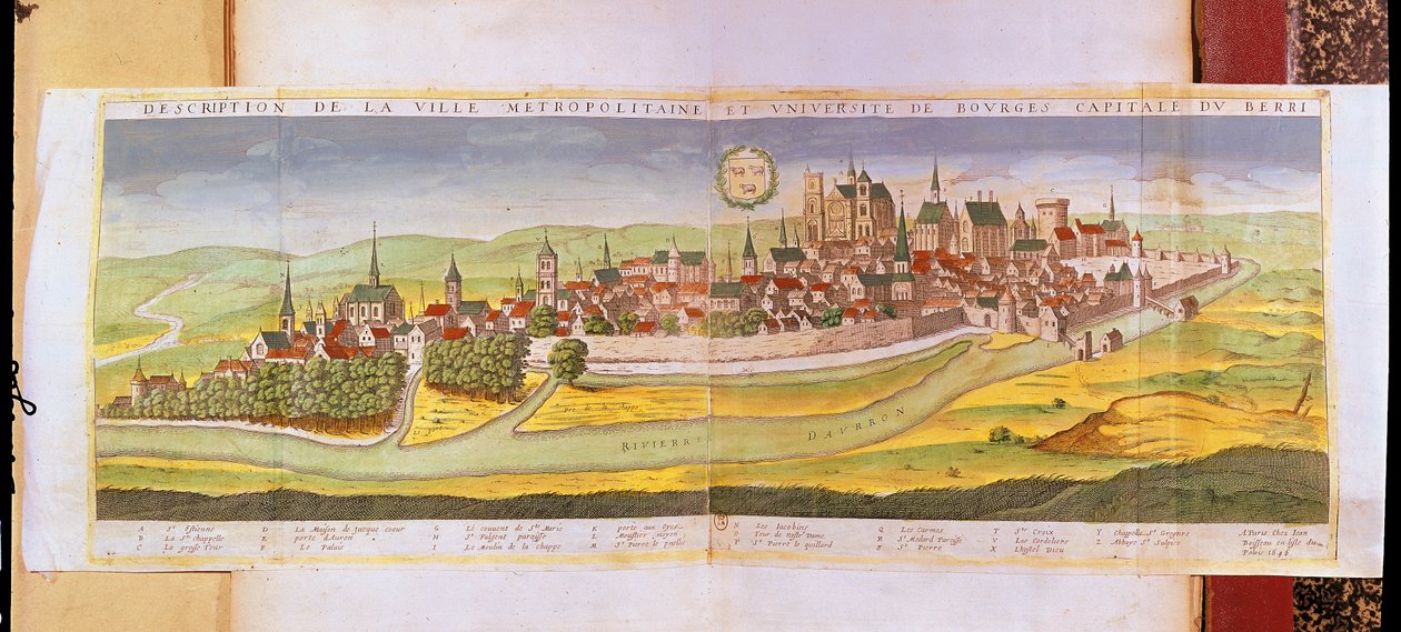 Vista de Bourges e da Universidade, Capital de Berry, 1646 de French School