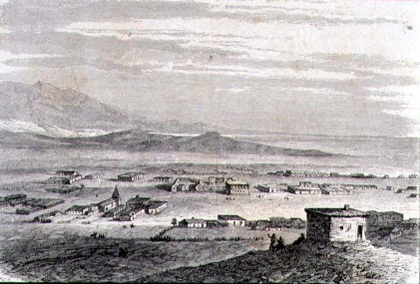 Vista de Los Angeles na década de 1860 (gravura) de French School
