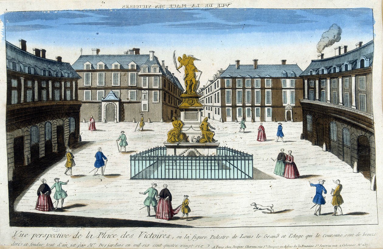 Vista da Place des Victoires em Paris - Vista ótica de French School