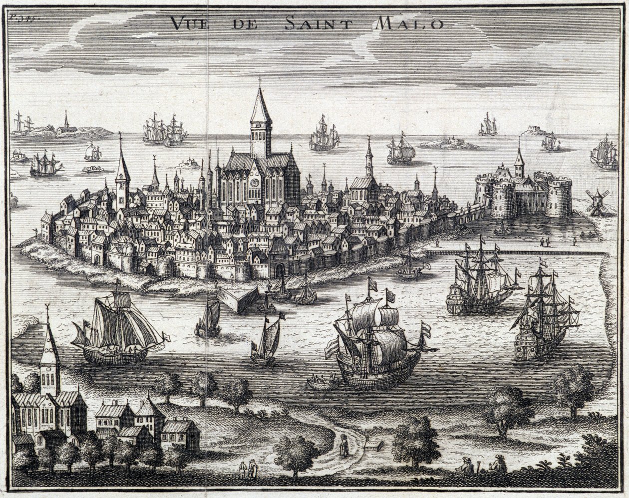 Vista de St Malo - Gravura anónima de French School