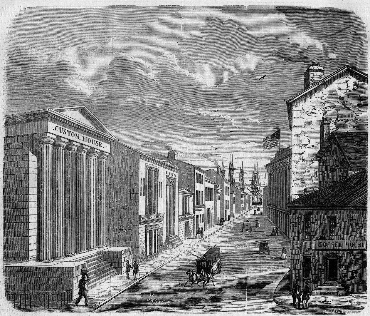 Vista de Wall Street, o distrito bancário, Nova Iorque, Nova Iorque. Estados Unidos (Estados Unidos) de French School