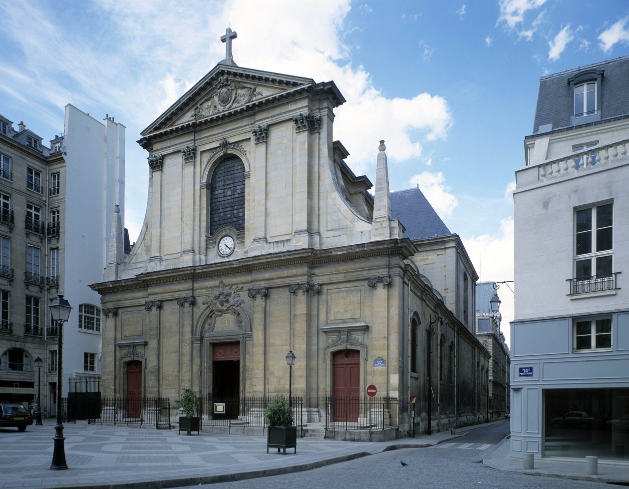 Vista da Basílica de Notre-Dame (Notre-Dame) de Victoires em Paris. de French School