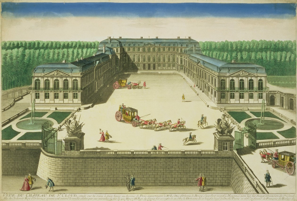 Vista do Castelo de St. Cloud, gravada por Antoine Aveline (1691-1743) de French School