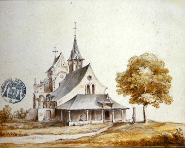Vista da Igreja em Meudon (aguarela sobre papel) de French School
