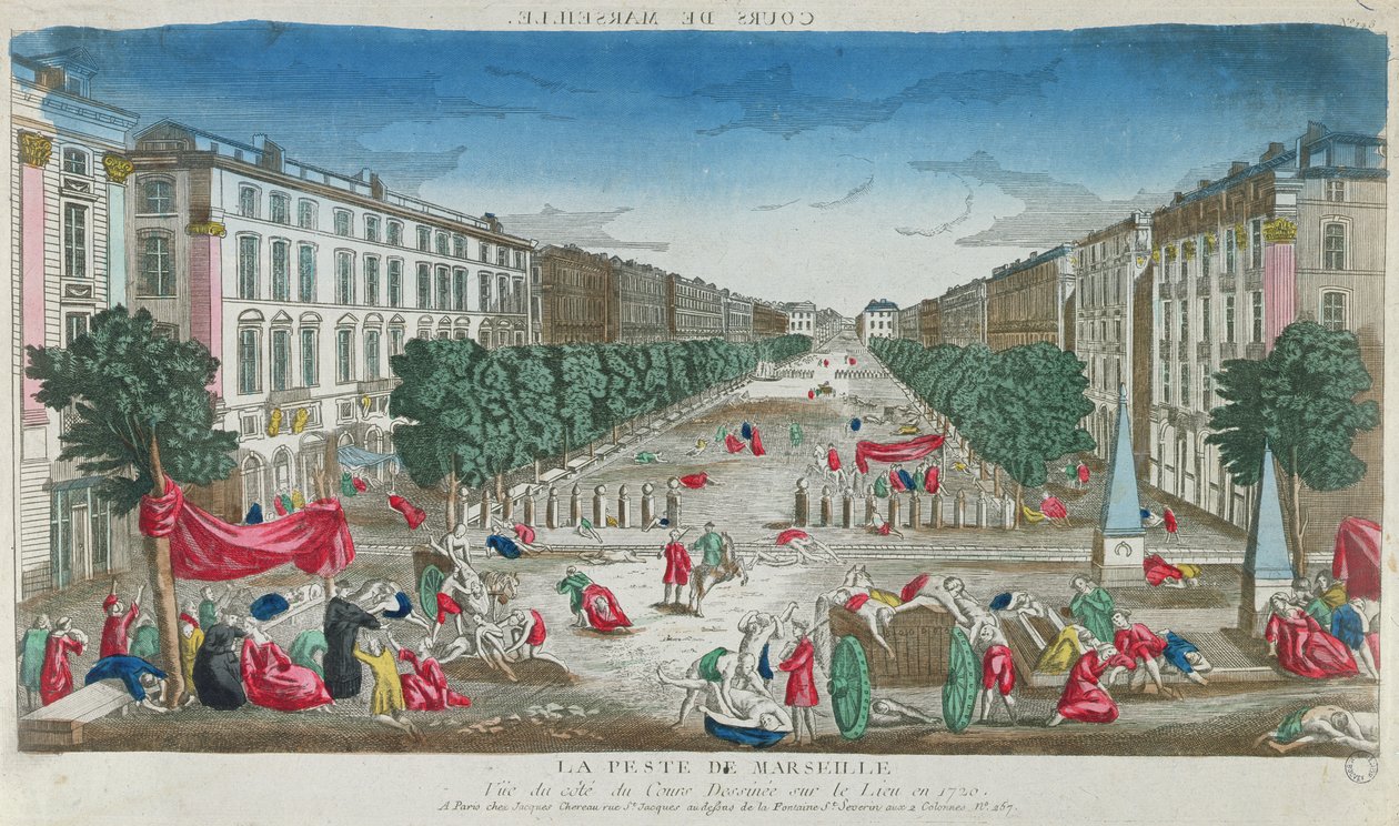 Vista do Cours Belsunce, Marselha, durante a praga de 1720 de French School