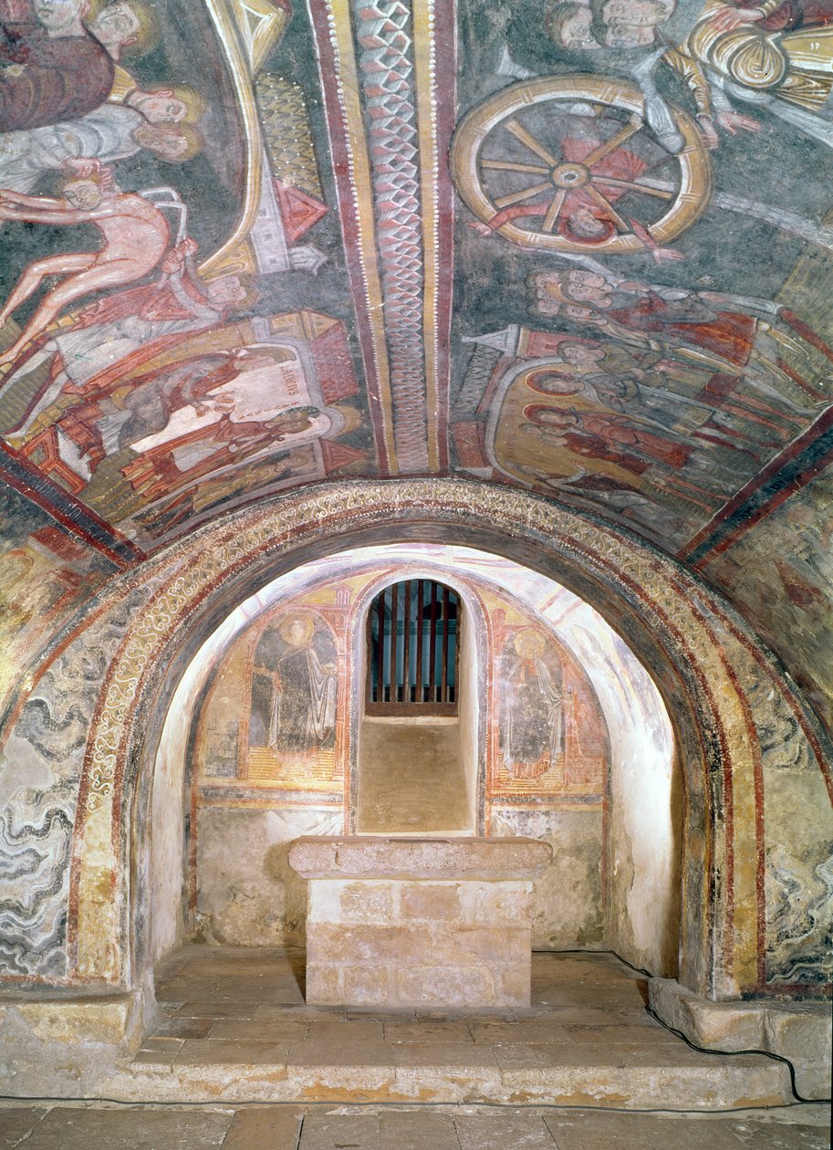 Vista da cripta e a lenda de São Savino e São Cipriano de French School